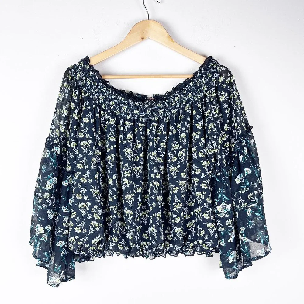 2/$30 Free People Rose Valley Floral Off Shoulder Blouse Small